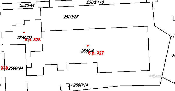 Dolní Suchá 327, Havířov na parcele st. 2580/4 v KÚ Dolní Suchá, Katastrální mapa