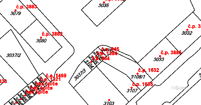 Chomutov 945 na parcele st. 3106 v KÚ Chomutov I, Katastrální mapa