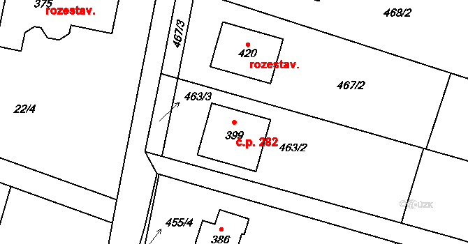 Štěpánovice 282 na parcele st. 399 v KÚ Štěpánovice u Českých Budějovic, Katastrální mapa