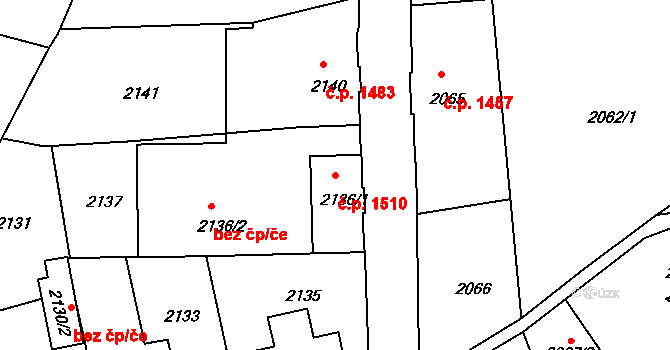 Varnsdorf 1510 na parcele st. 2136/1 v KÚ Varnsdorf, Katastrální mapa