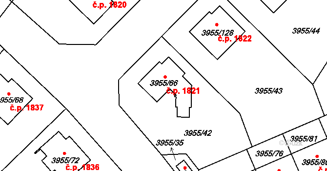Chotěboř 1821 na parcele st. 3955/66 v KÚ Chotěboř, Katastrální mapa