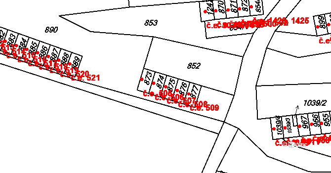 Děčín III-Staré Město 507, Děčín na parcele st. 875 v KÚ Děčín-Staré Město, Katastrální mapa