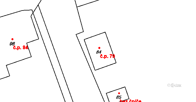 Střezimíř 79 na parcele st. 84 v KÚ Střezimíř, Katastrální mapa