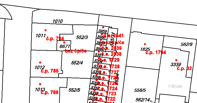 Zlín 1729 na parcele st. 5351 v KÚ Zlín, Katastrální mapa