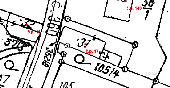 Moravec 17 na parcele st. 31 v KÚ Moravec, Katastrální mapa