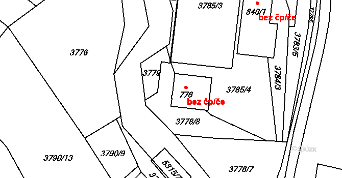 Štítná nad Vláří-Popov 38885808 na parcele st. 776 v KÚ Štítná nad Vláří, Katastrální mapa