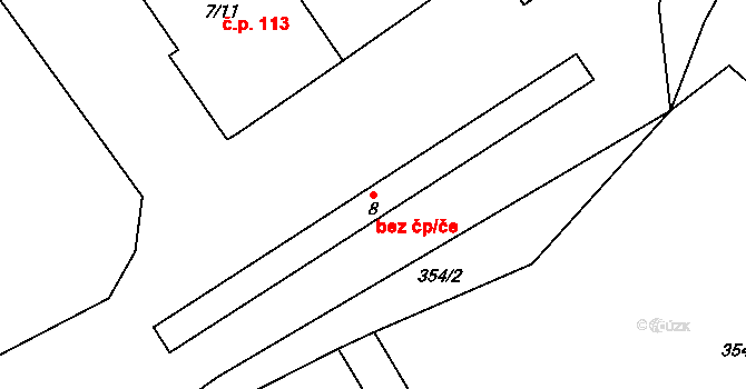 Klobouky u Brna 40782808 na parcele st. 8 v KÚ Bohumilice, Katastrální mapa