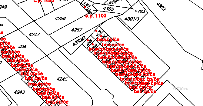 Vsetín 41783808 na parcele st. 4261 v KÚ Vsetín, Katastrální mapa