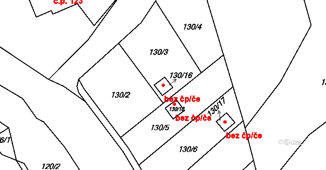 Opava 41812808 na parcele st. 130/16 v KÚ Palhanec, Katastrální mapa