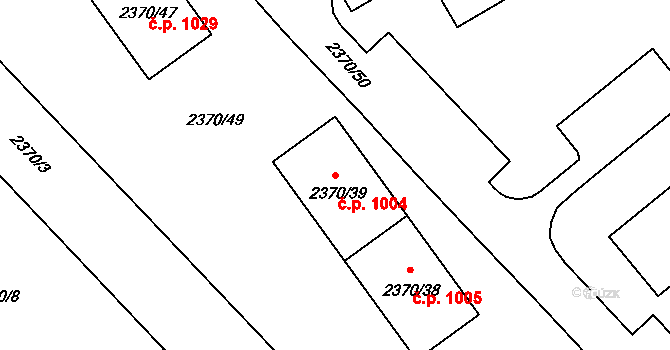 Předměstí 1004, Opava na parcele st. 2370/39 v KÚ Opava-Předměstí, Katastrální mapa