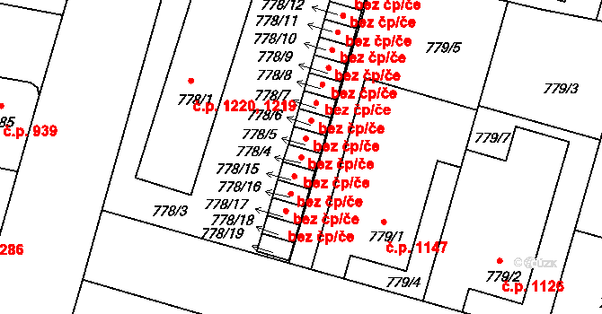 Benešov 45376808 na parcele st. 778/4 v KÚ Benešov u Prahy, Katastrální mapa