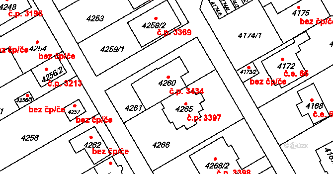 Strašnice 3434, Praha na parcele st. 4260 v KÚ Strašnice, Katastrální mapa