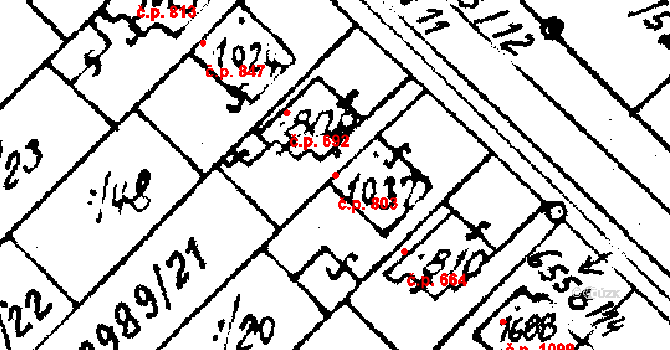 Květná 803, Strání na parcele st. 1037 v KÚ Strání, Katastrální mapa