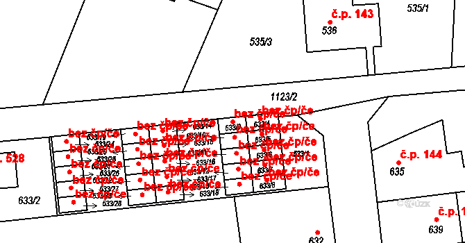Olomouc 47407808 na parcele st. 633/9 v KÚ Slavonín, Katastrální mapa