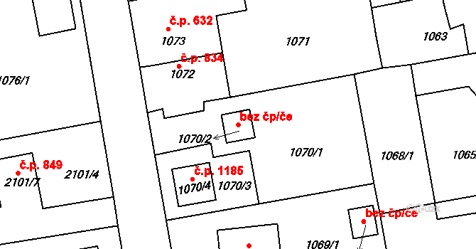 Třemošná 49612808 na parcele st. 1070/2 v KÚ Třemošná, Katastrální mapa