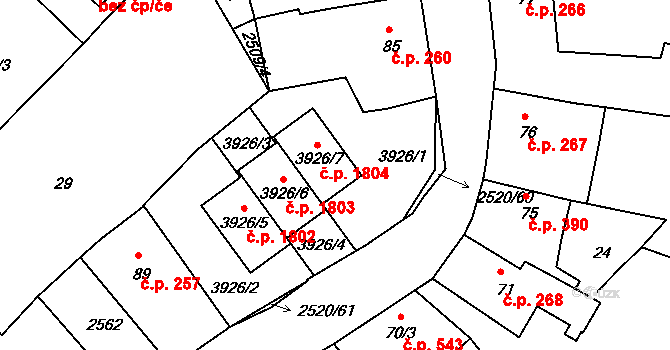 Humpolec 1804 na parcele st. 3926/7 v KÚ Humpolec, Katastrální mapa