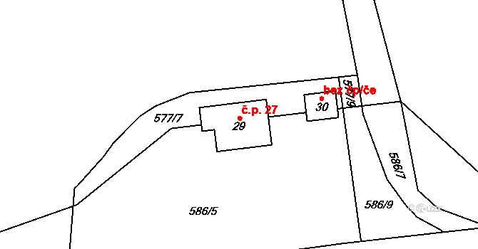 Nežichov 27, Toužim na parcele st. 29 v KÚ Nežichov, Katastrální mapa
