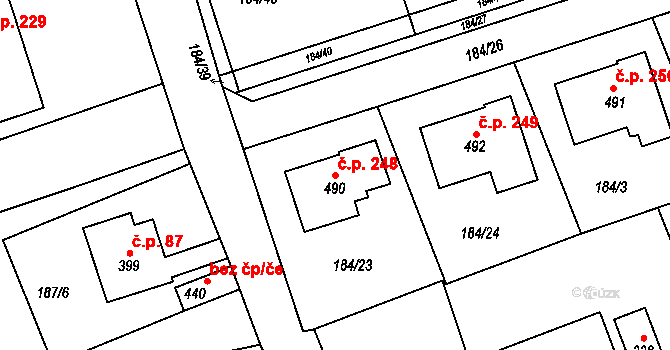 Dolní Libchavy 248, Libchavy na parcele st. 490 v KÚ Dolní Libchavy, Katastrální mapa