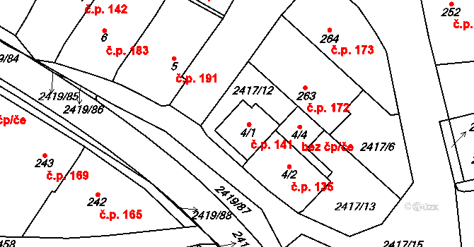 Klenčí pod Čerchovem 141 na parcele st. 4/1 v KÚ Klenčí pod Čerchovem, Katastrální mapa