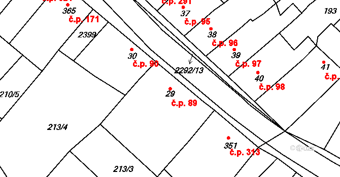 Radnice 89 na parcele st. 29 v KÚ Radnice u Rokycan, Katastrální mapa