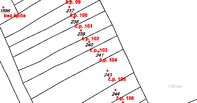 Broumov 104 na parcele st. 241 v KÚ Broumov, Katastrální mapa