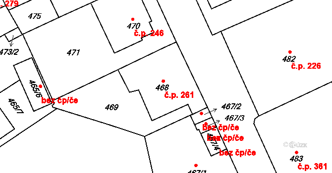 Vimperk II 261, Vimperk na parcele st. 468 v KÚ Vimperk, Katastrální mapa