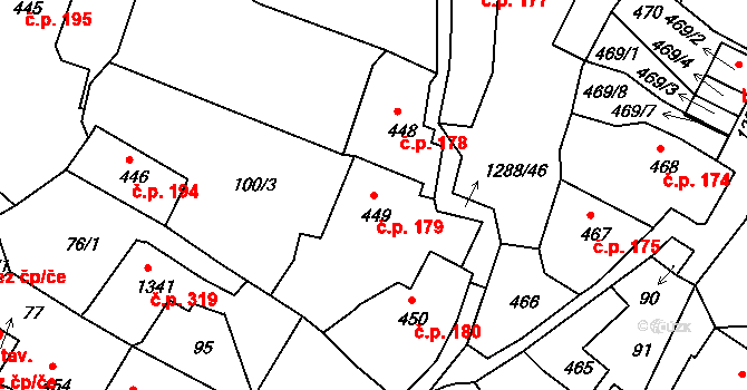 Plešivec 179, Český Krumlov na parcele st. 449 v KÚ Český Krumlov, Katastrální mapa