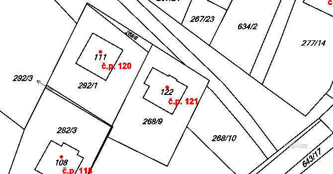 Hrochov 121, Lipová na parcele st. 122 v KÚ Hrochov, Katastrální mapa