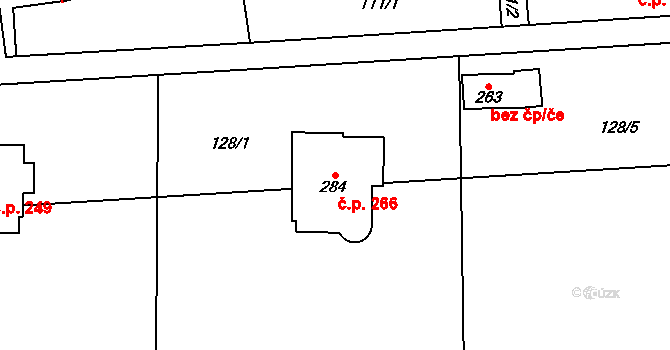 Přerov II-Předmostí 266, Přerov na parcele st. 284 v KÚ Předmostí, Katastrální mapa