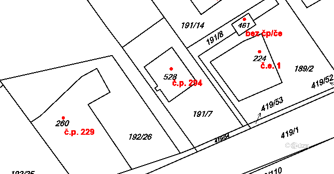 Horní Datyně 294, Vratimov na parcele st. 528 v KÚ Horní Datyně, Katastrální mapa