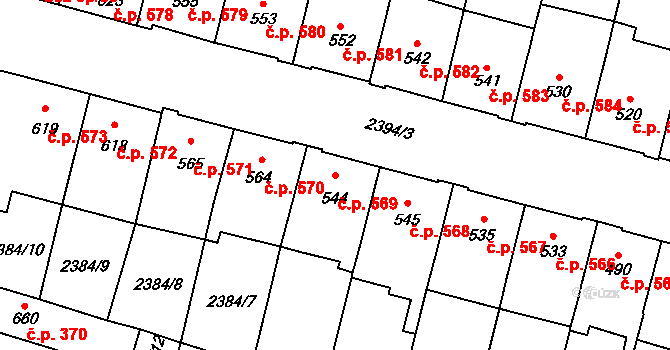 Kyjov 569 na parcele st. 544 v KÚ Kyjov, Katastrální mapa