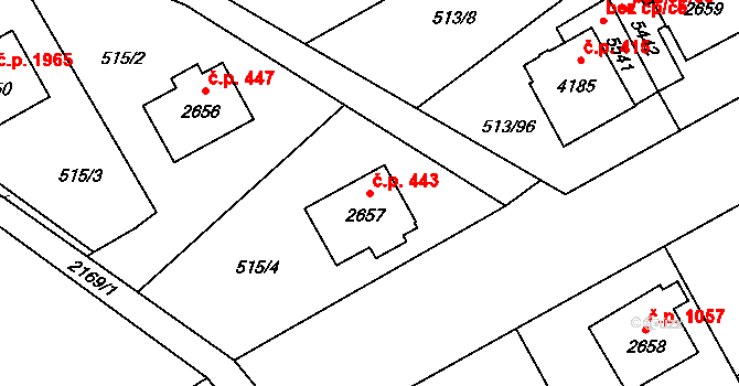 Šumperk 443 na parcele st. 2657 v KÚ Šumperk, Katastrální mapa