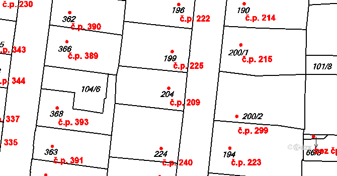 Rozdělov 209, Kladno na parcele st. 204 v KÚ Rozdělov, Katastrální mapa