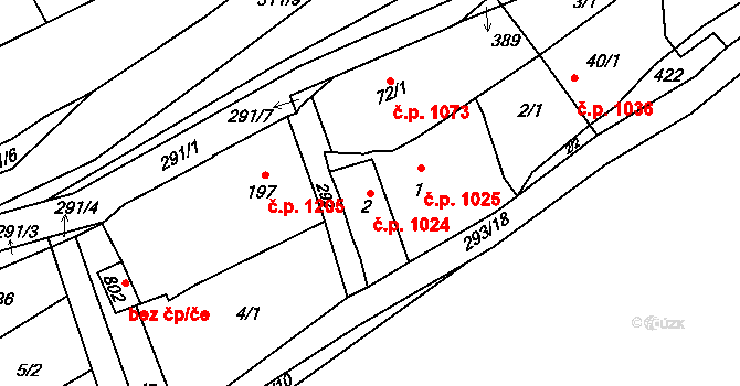 Švermov 1024, Kladno na parcele st. 2 v KÚ Hnidousy, Katastrální mapa