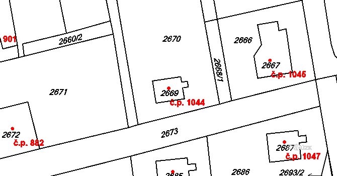 Frýdlant 1044 na parcele st. 2669 v KÚ Frýdlant, Katastrální mapa