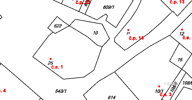 Lomnička 1, Kšice na parcele st. 25 v KÚ Lomnička, Katastrální mapa