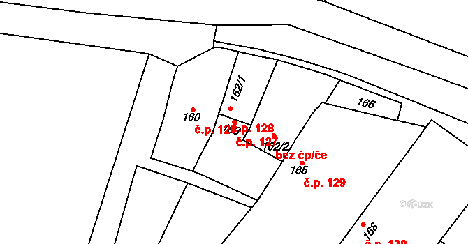 Liboš 127 na parcele st. 163 v KÚ Liboš, Katastrální mapa