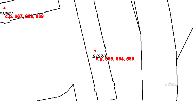 Bechyně 664,665,666 na parcele st. 2127/1 v KÚ Bechyně, Katastrální mapa