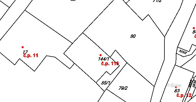 Dolní Poustevna 116 na parcele st. 144/1 v KÚ Dolní Poustevna, Katastrální mapa