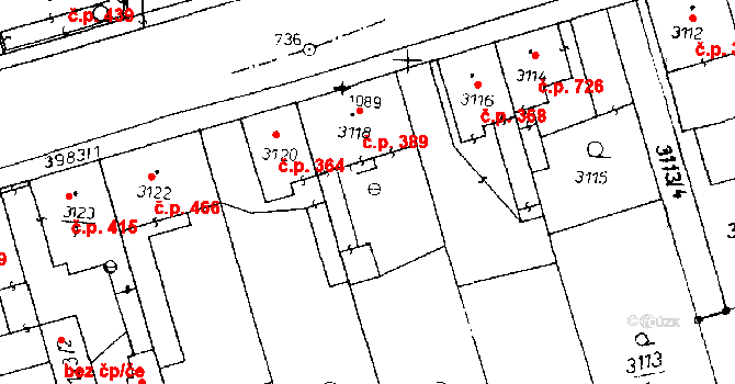 Poděbrady III 389, Poděbrady na parcele st. 3118 v KÚ Poděbrady, Katastrální mapa