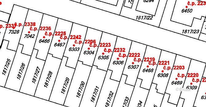 Cheb 2232 na parcele st. 6305 v KÚ Cheb, Katastrální mapa