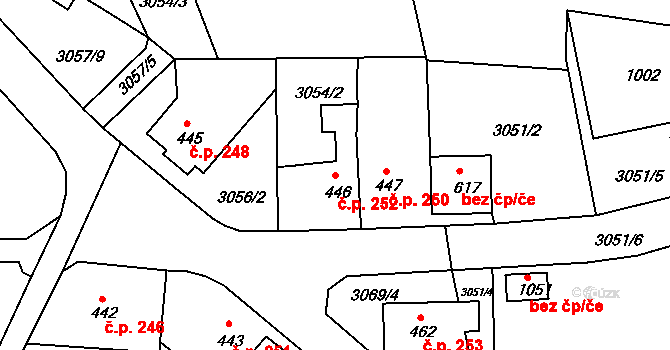 Jílové 252 na parcele st. 446 v KÚ Jílové u Děčína, Katastrální mapa