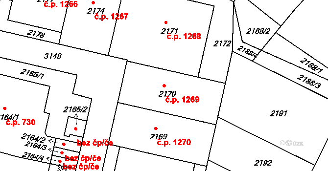 Nusle 1269, Praha na parcele st. 2170 v KÚ Nusle, Katastrální mapa