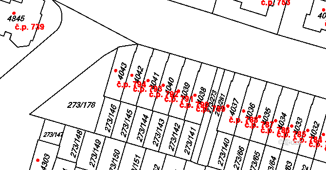 Střední Předměstí 791, Trutnov na parcele st. 4040 v KÚ Trutnov, Katastrální mapa