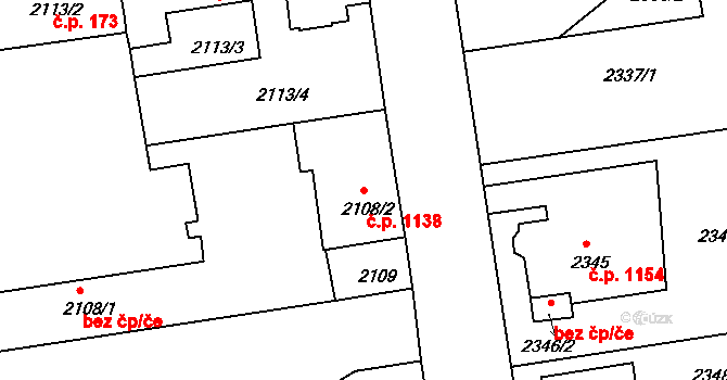 Rumburk 1 1138, Rumburk na parcele st. 2108/2 v KÚ Rumburk, Katastrální mapa