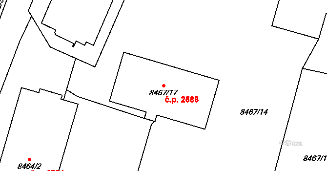 Jižní Předměstí 2588, Plzeň na parcele st. 8467/17 v KÚ Plzeň, Katastrální mapa