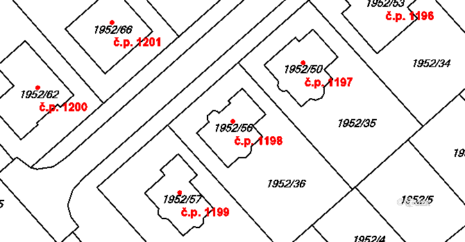 Mistřín 1198, Svatobořice-Mistřín na parcele st. 1952/56 v KÚ Mistřín, Katastrální mapa