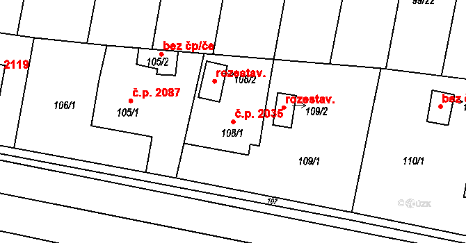 České Budějovice 2 2035, České Budějovice na parcele st. 108/1 v KÚ Haklovy Dvory, Katastrální mapa