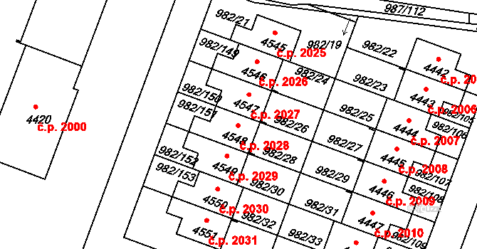 Čelákovice 2028 na parcele st. 4548 v KÚ Čelákovice, Katastrální mapa