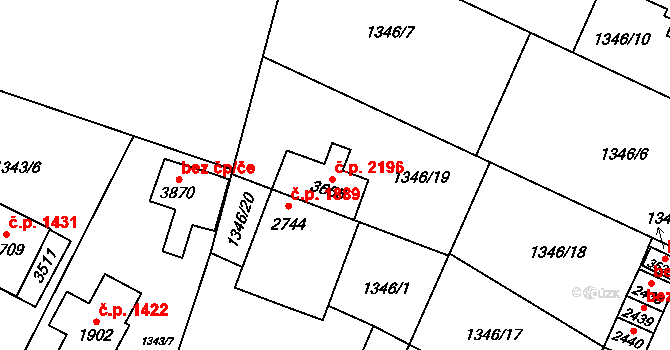 Hořice 2196 na parcele st. 3655 v KÚ Hořice v Podkrkonoší, Katastrální mapa